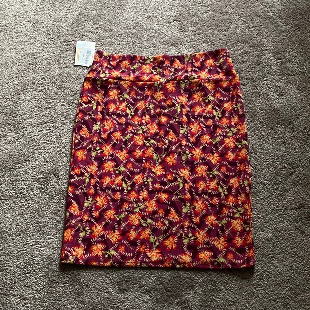 LuLaRoe Cassie Pencil Skirt Floral Stretch Knee Length Pull On SIZE 2XL